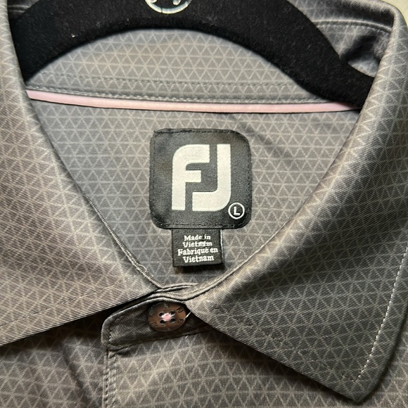 FootJoy Men’s Performance Gray Allover Geo Print Golf Polo Sz L - Picture 2 of 7